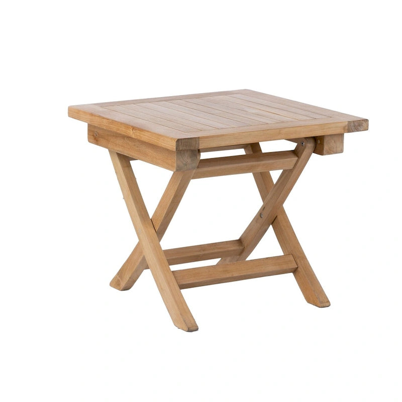 RRI Goods Teak Wood Folding 20 Square Coffee Table Portable Wooden Table For Backyard, Front Porch, Balcony