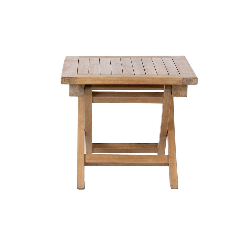 RRI Goods Table basse carrée pliante en bois de teck 20, table portable en bois pour jardin, porche, balcon