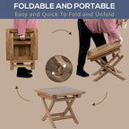 RRI Goods Table basse carrée pliante en bois de teck 20, table portable en bois pour jardin, porche, balcon