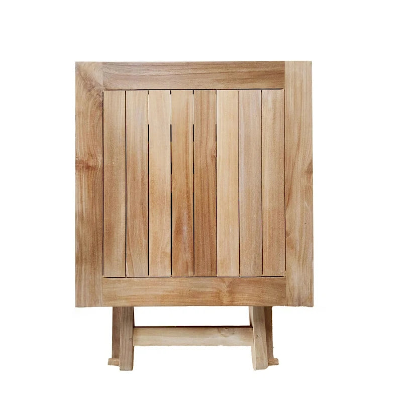 RRI Goods Table basse carrée pliante en bois de teck 20, table portable en bois pour jardin, porche, balcon