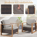 Chaises de patio extérieures Chaise en osier - 2 pièces - Marron