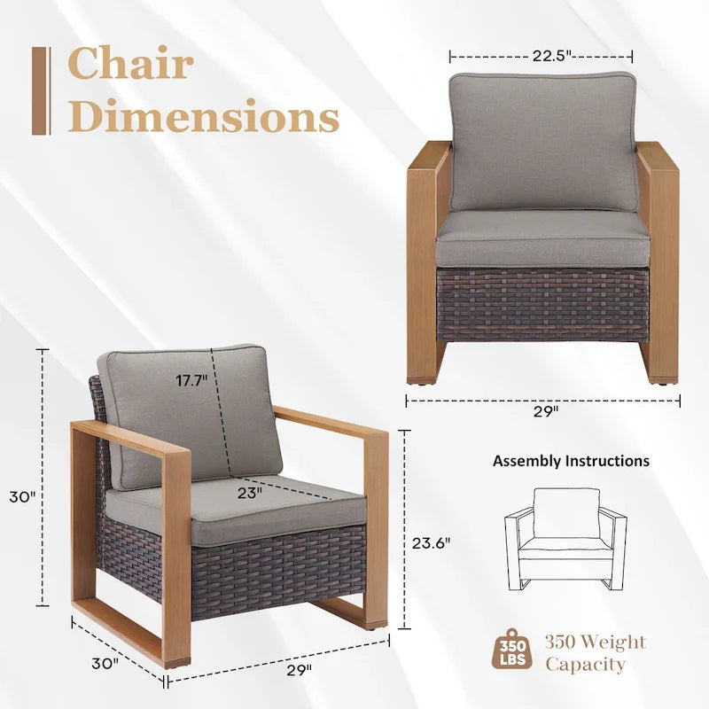 Chaises de patio extérieures Chaise en osier - 2 pièces - Marron