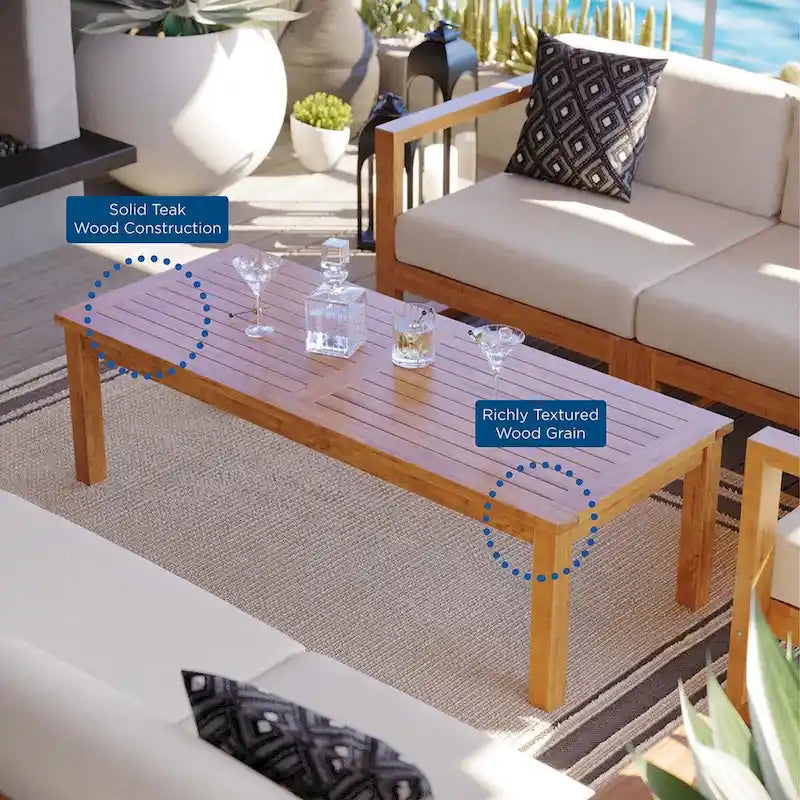 Table basse en bois de teck pour patio Upland