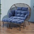 Fauteuil suspendu double d'extérieur avec pouf - Gris clair