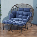 Outdoor Double Egg Chair Outdoor Basket Chairs with Ottoman - Light Grey