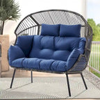 Fauteuil suspendu double d'extérieur avec pouf - Gris clair