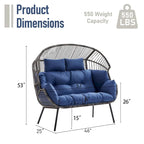 Fauteuil suspendu double d'extérieur avec pouf - Gris clair