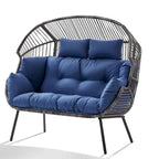 Fauteuil suspendu double d'extérieur avec pouf - Gris clair