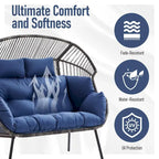 Fauteuil suspendu double d'extérieur avec pouf - Gris clair