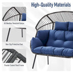 Fauteuil suspendu double d'extérieur avec pouf - Gris clair