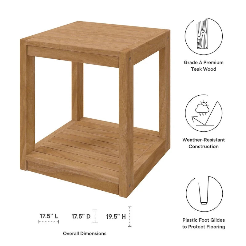 Table d'appoint d'extérieur en teck Carlsbad