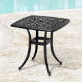 VredHom Table de patio carrée en fonte d'aluminium avec trou pour parasol - 21 po L * 21 po l * 20,9 po H