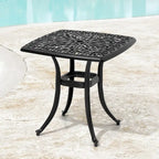 VredHom Table de patio carrée en fonte d'aluminium avec trou pour parasol - 21 po L * 21 po l * 20,9 po H