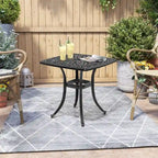 VredHom Cast Aluminum Patio Outdoor Square Table with Umbrella Hole - 21 in L * 21 in W * 20.9 in H