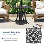 VredHom Table de patio carrée en fonte d'aluminium avec trou pour parasol - 21 po L * 21 po l * 20,9 po H