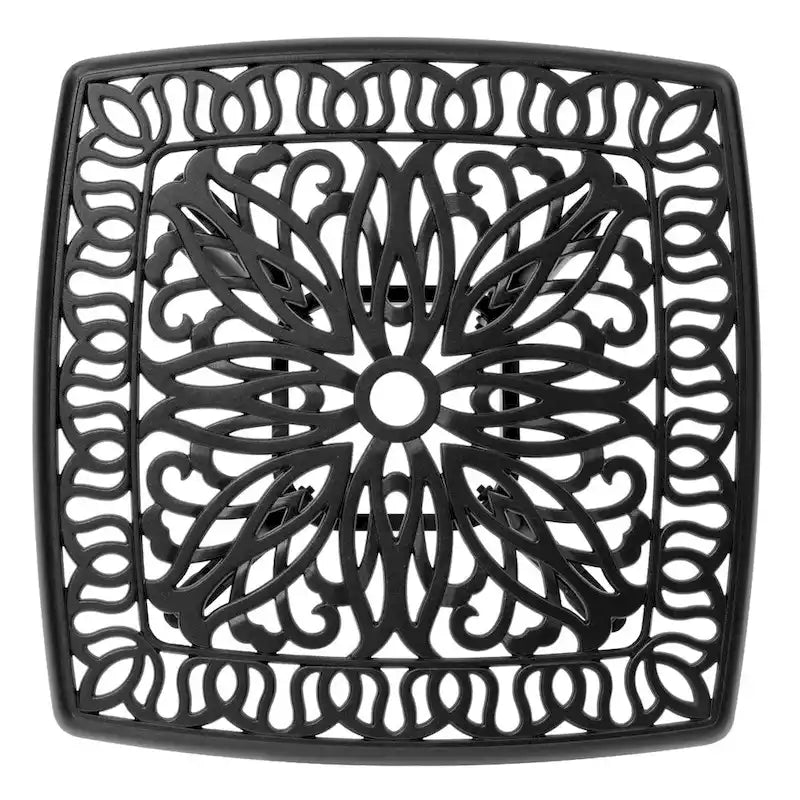 VredHom Table de patio carrée en fonte d'aluminium avec trou pour parasol - 21 po L * 21 po l * 20,9 po H