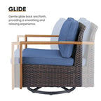 Ensemble de chaises à bascule pivotantes d'extérieur avec poufs - Marron