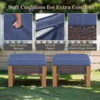 Ensemble de chaises à bascule pivotantes d'extérieur avec poufs - Marron