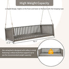 Lit de balançoire de jardin double minimaliste pour patio, en bois avec cordes pour porche, design incliné sécurisé, gris