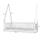 Lit de balançoire de jardin double minimaliste pour patio, en bois avec cordes pour porche, design incliné sécurisé, gris