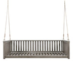 Lit de balançoire de jardin double minimaliste pour patio, en bois avec cordes pour porche, design incliné sécurisé, gris