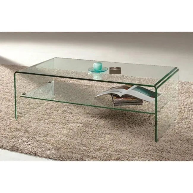 Table basse cascade avec plateau en verre