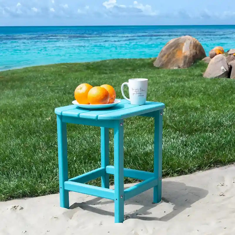 Table d'appoint compacte en PEHD, parfaite pour l'intérieur/extérieur, conception ultra-durable et résistante aux intempéries