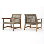 Ensemble de 2 fauteuils de club en osier et bois par Christopher Knight Home
