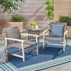 Club Chair Set of 2 Wicker and Wood by Christopher Knight Home