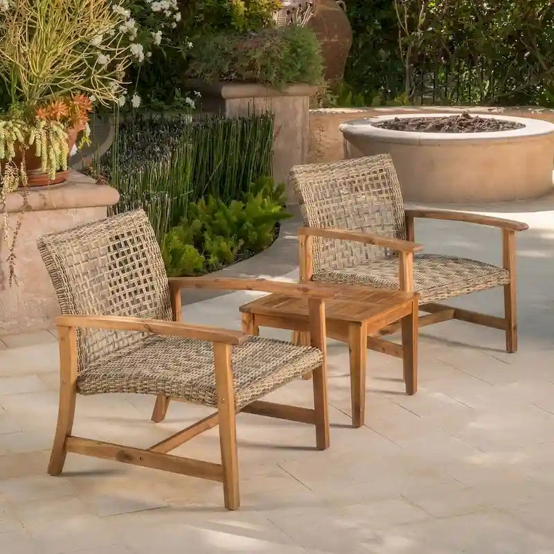 Ensemble de 2 fauteuils de club en osier et bois par Christopher Knight Home