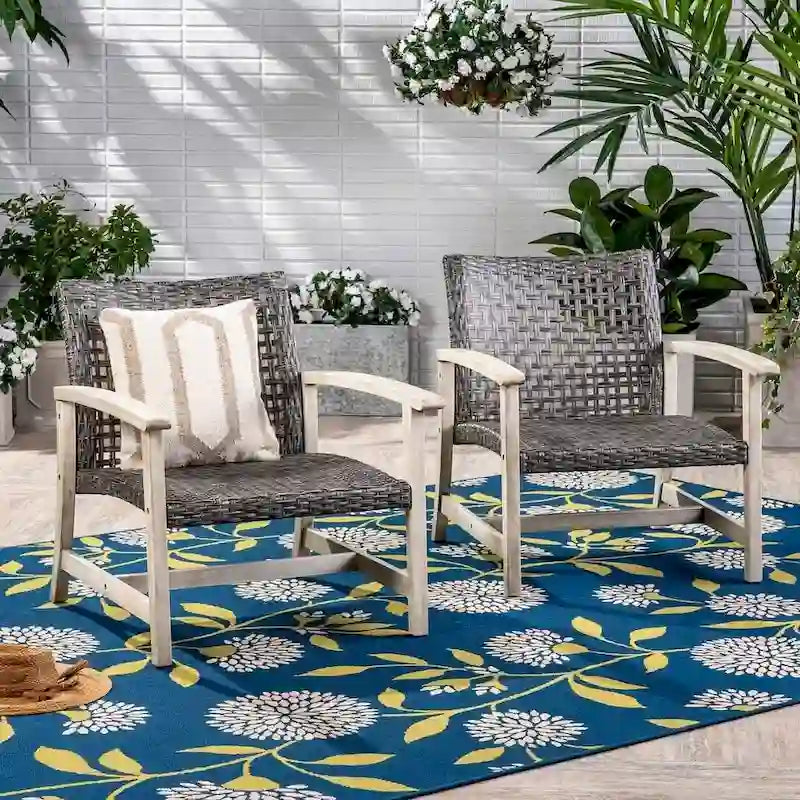 Ensemble de 2 fauteuils de club en osier et bois par Christopher Knight Home