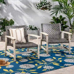 Ensemble de 2 fauteuils de club en osier et bois par Christopher Knight Home