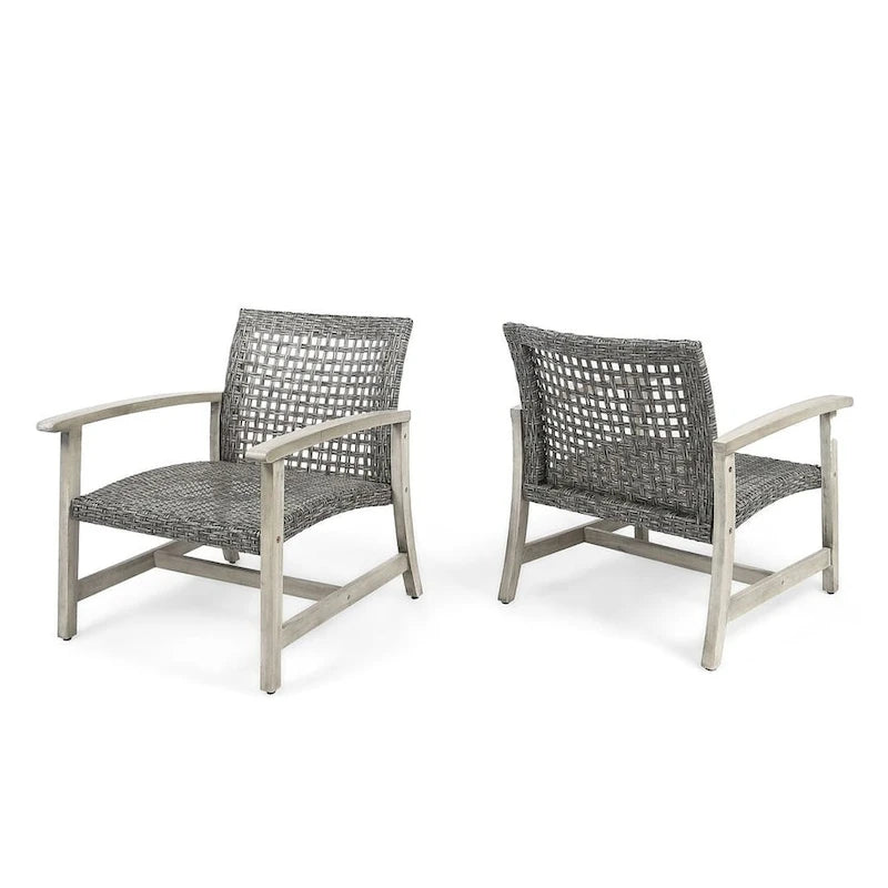 Ensemble de 2 fauteuils de club en osier et bois par Christopher Knight Home