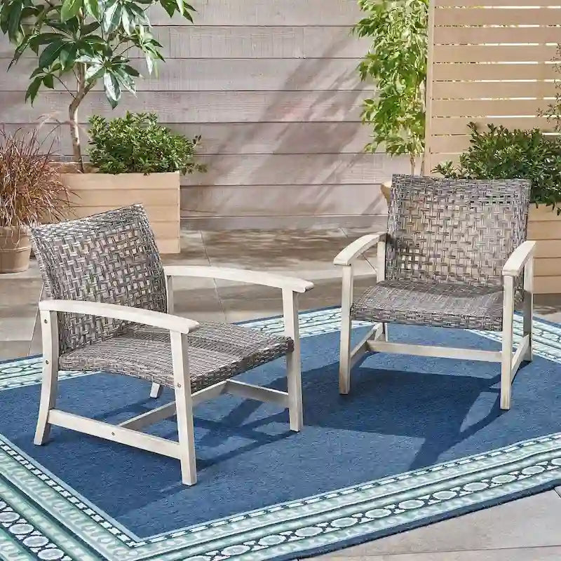 Ensemble de 2 fauteuils de club en osier et bois par Christopher Knight Home
