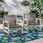 Ensemble de 2 fauteuils de club en osier et bois par Christopher Knight Home