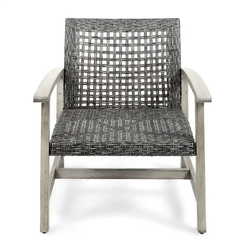 Ensemble de 2 fauteuils de club en osier et bois par Christopher Knight Home