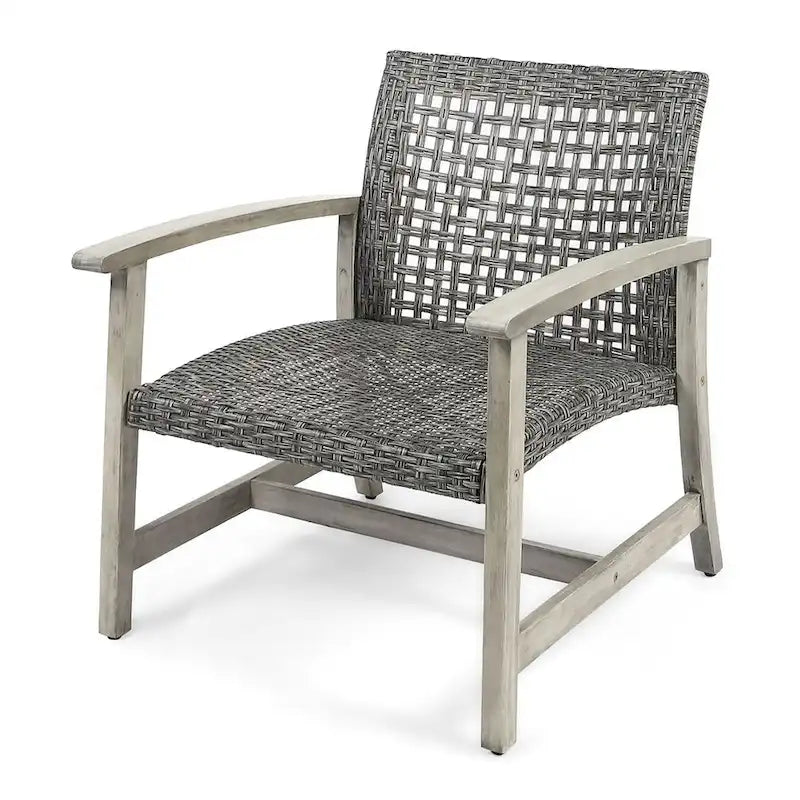 Ensemble de 2 fauteuils de club en osier et bois par Christopher Knight Home