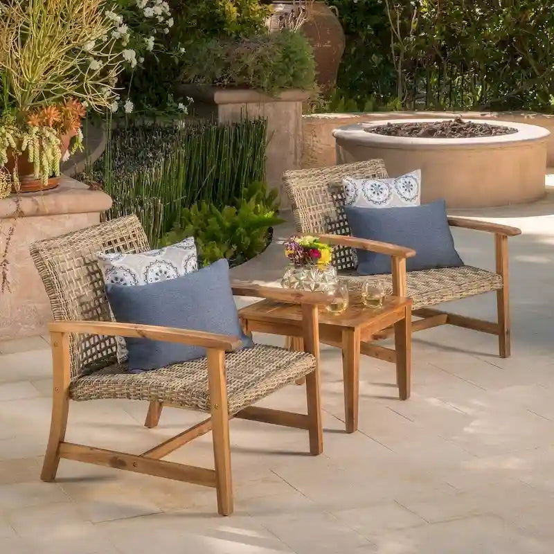 Ensemble de 2 fauteuils de club en osier et bois par Christopher Knight Home