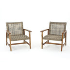 Ensemble de 2 fauteuils de club en osier et bois par Christopher Knight Home