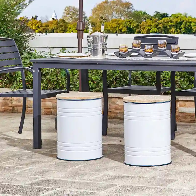 Lot de 2 tables d'appoint de rangement émaillées style ferme, pour l'intérieur ou l'extérieur