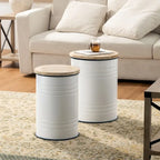 Lot de 2 tables d'appoint de rangement émaillées style ferme, pour l'intérieur ou l'extérieur