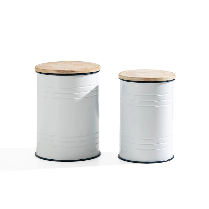 Lot de 2 tables d'appoint de rangement émaillées style ferme, pour l'intérieur ou l'extérieur