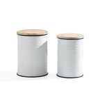 Lot de 2 tables d'appoint de rangement émaillées style ferme, pour l'intérieur ou l'extérieur