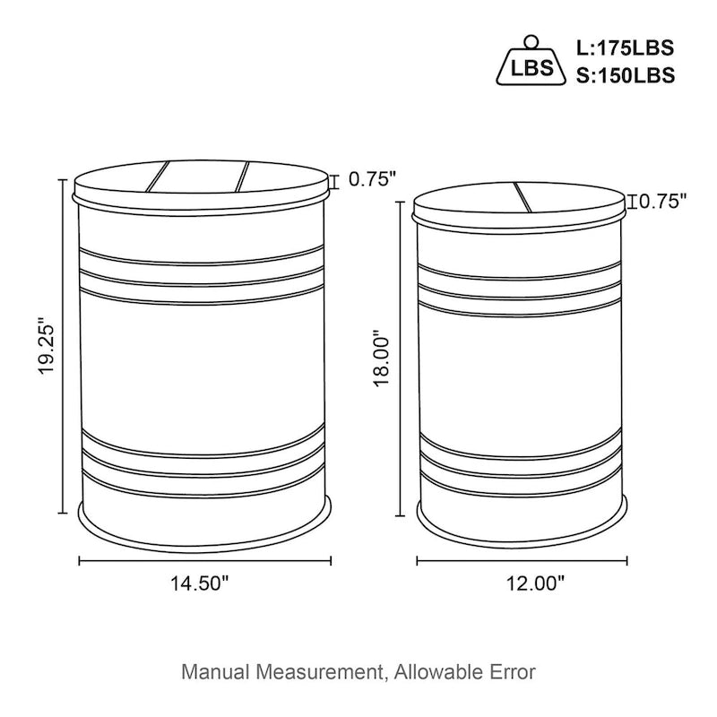 Lot de 2 tables d'appoint de rangement émaillées style ferme, pour l'intérieur ou l'extérieur