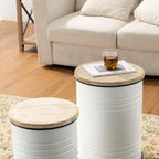 Lot de 2 tables d'appoint de rangement émaillées style ferme, pour l'intérieur ou l'extérieur