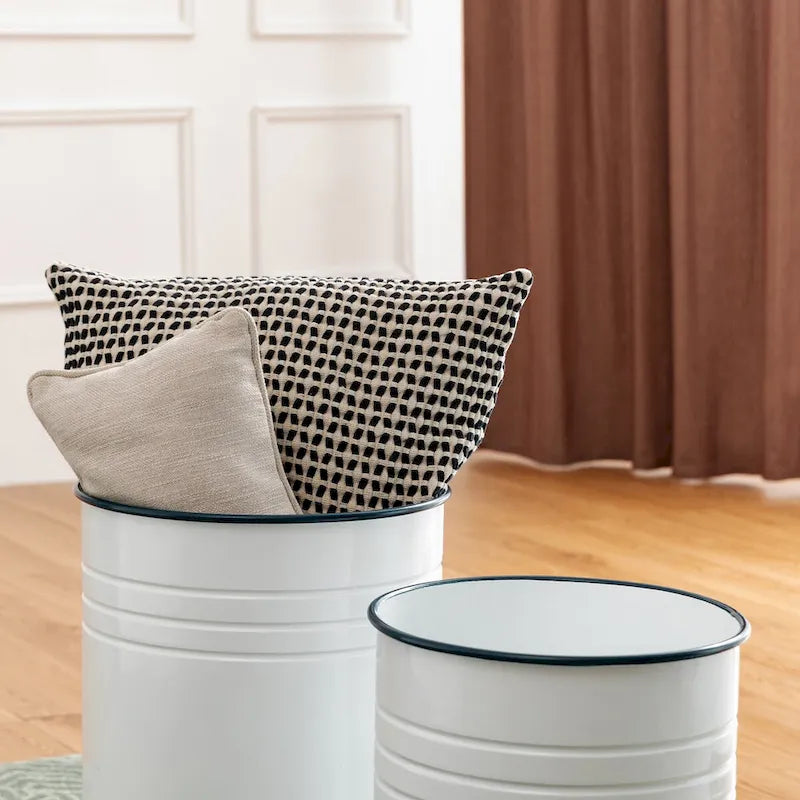 Lot de 2 tables d'appoint de rangement émaillées style ferme, pour l'intérieur ou l'extérieur