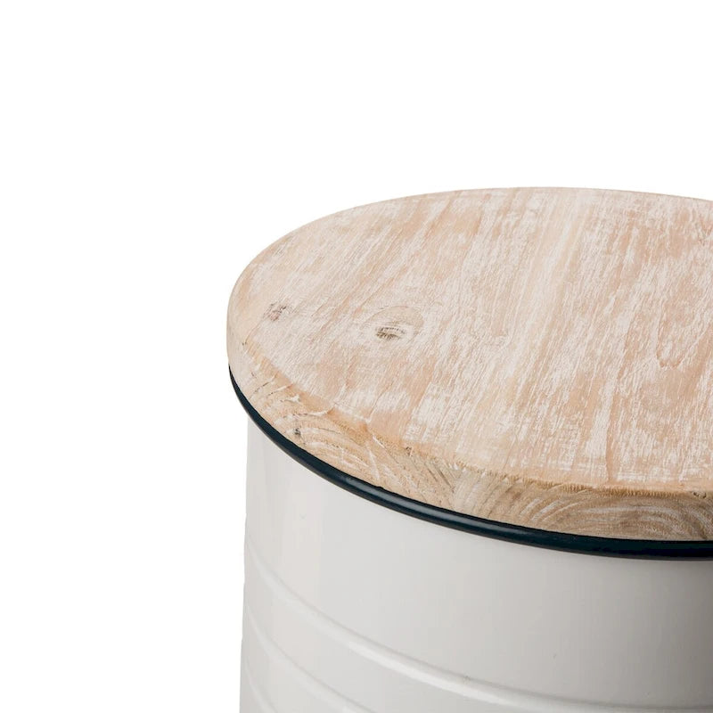 Lot de 2 tables d'appoint de rangement émaillées style ferme, pour l'intérieur ou l'extérieur