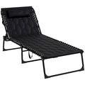 Ensemble de chaises longues pliantes avec dossier inclinable sur 5 positions, chaise longue de bronzage avec siège rembourré, pochette latérale et appui-tête