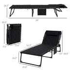 Ensemble de chaises longues pliantes avec dossier inclinable sur 5 positions, chaise longue de bronzage avec siège rembourré, pochette latérale et appui-tête