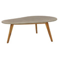 Polyresin Concrete Inspired Oval Outdoor Accent Table with Brown Tapered Wood Legs - Gray - Roche River Decor